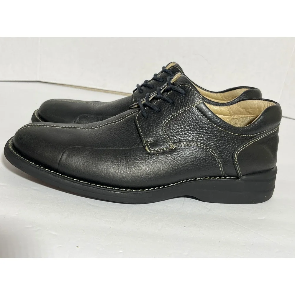 Johnston & Murphy Mens Black Leather Contrast Stitch Lace Up Oxford Shoes‎ 7.5